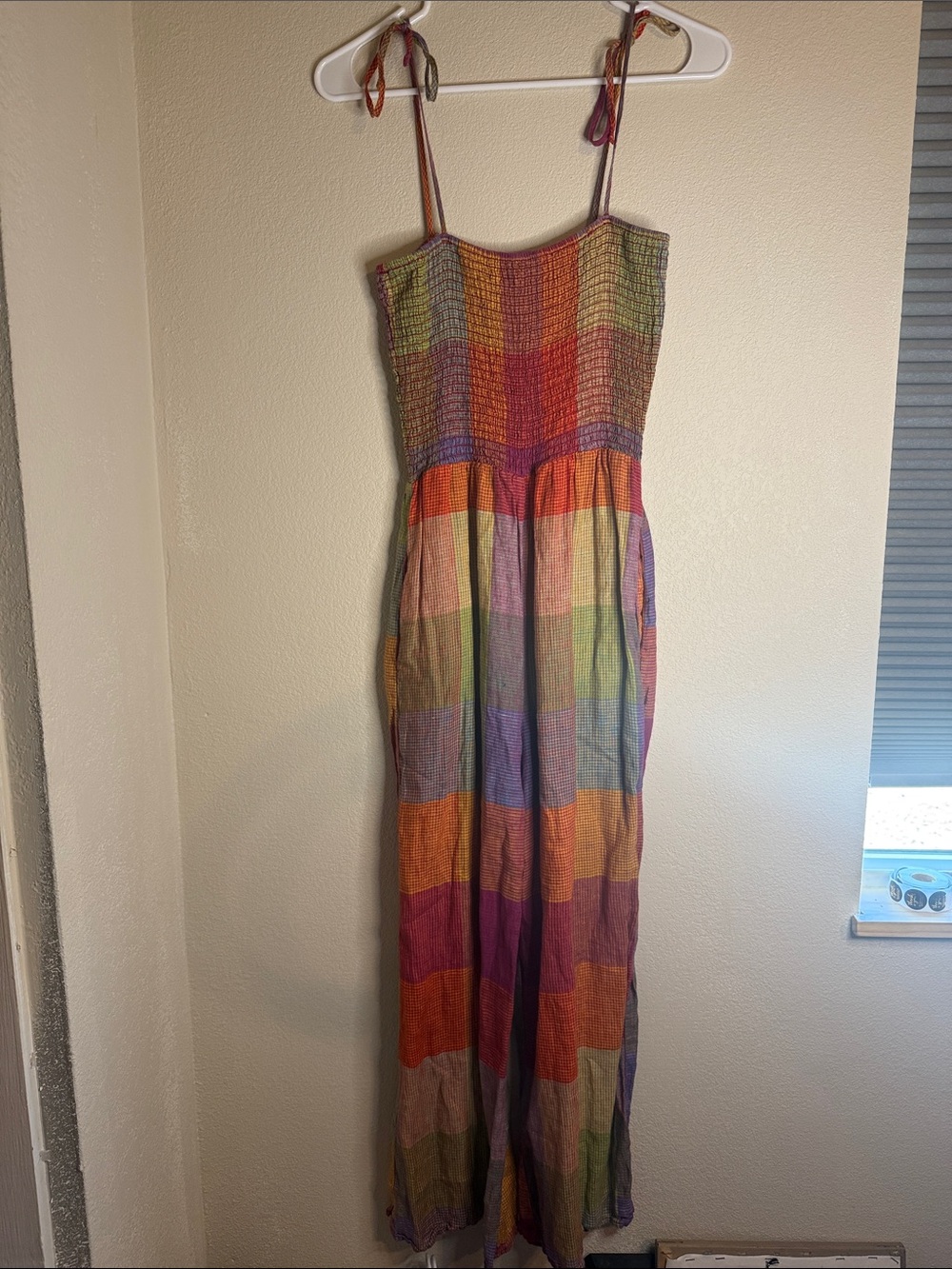 dRa Multicolor Patchwork Smocked Maxi Dress with Tie Straps
